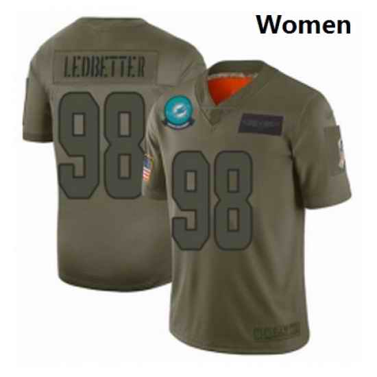 Womens Miami Dolphins 98 Jonathan Ledbetter Limited Camo 2019 Salute to Service Football Jersey